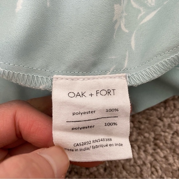Oak + Fort Light Blue Floral Front Tie Long Dress Sz M Lightweight Pockets - Picture 8 of 11